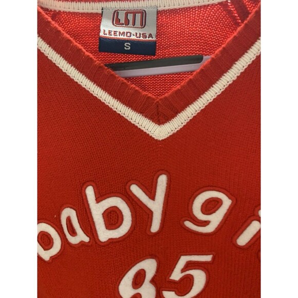 Vintage Women’s’s size Small Varsity Stretchy “baby girl” Knit Sweater V neck - Picture 3 of 6